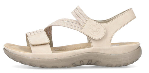 beige sandal with adjustable straps and thick sole