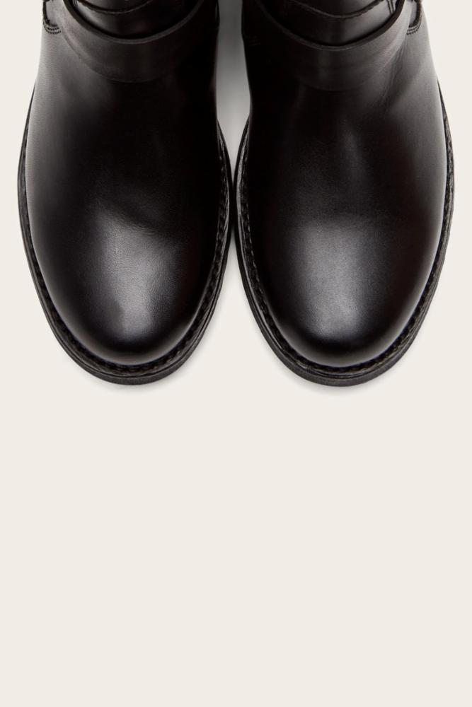 Pair of black leather boots.