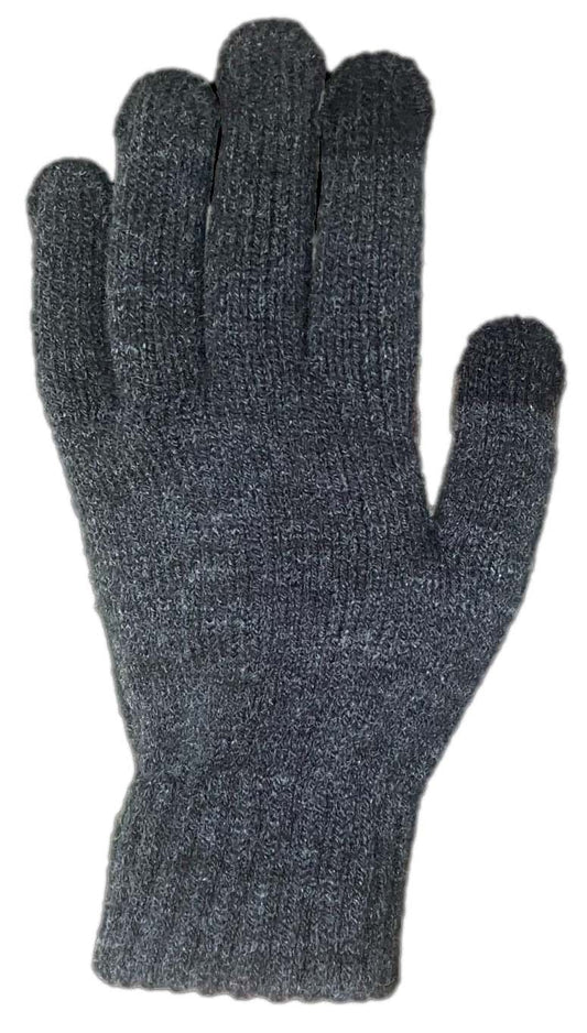 Gray wool gloves, all fingers.