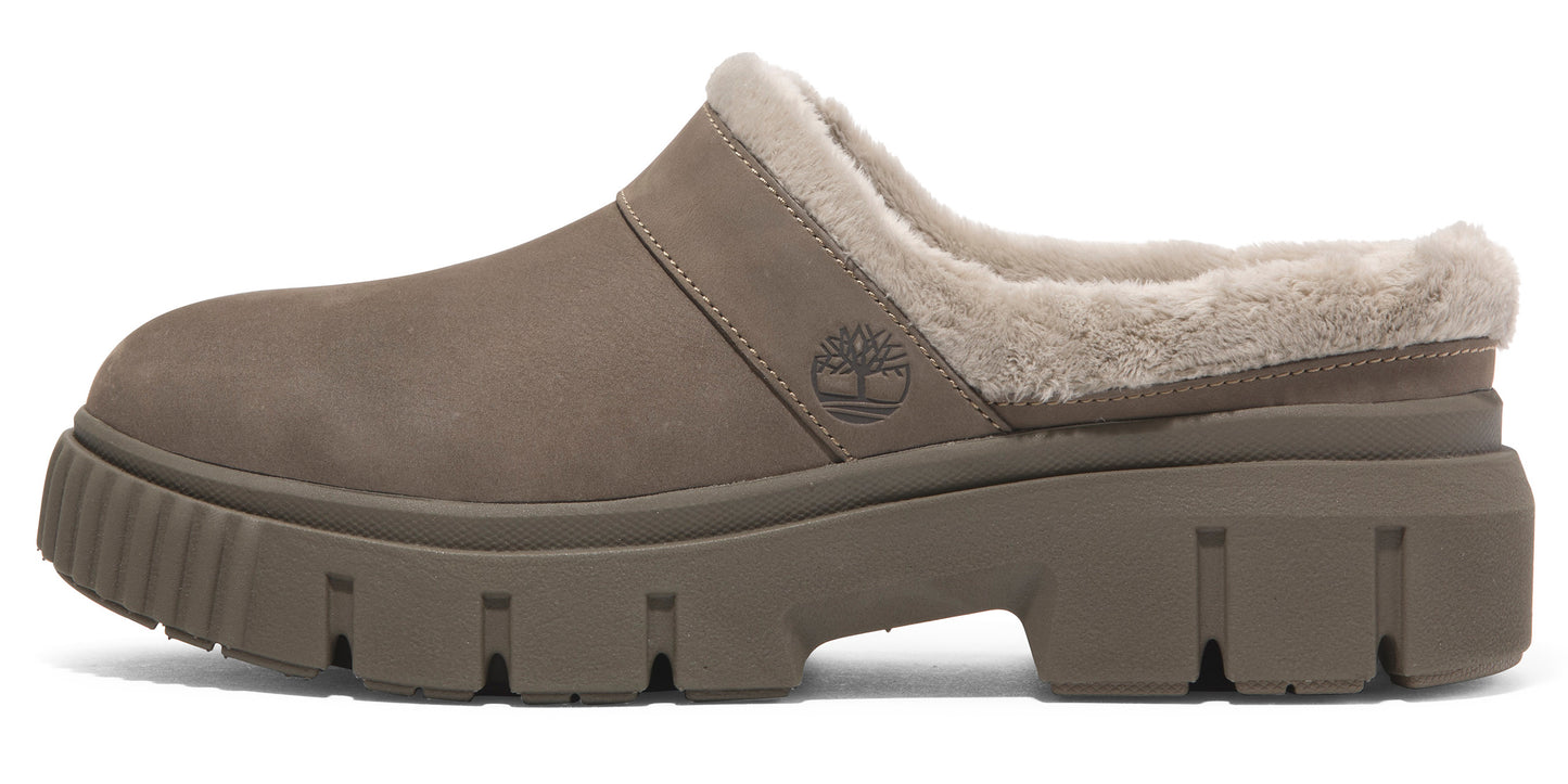 Slip-on clog with faux fur lining and chunky sole.