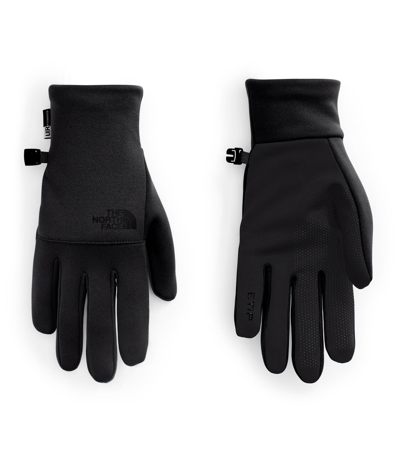 A pair of black gloves with adjustable wrist straps.