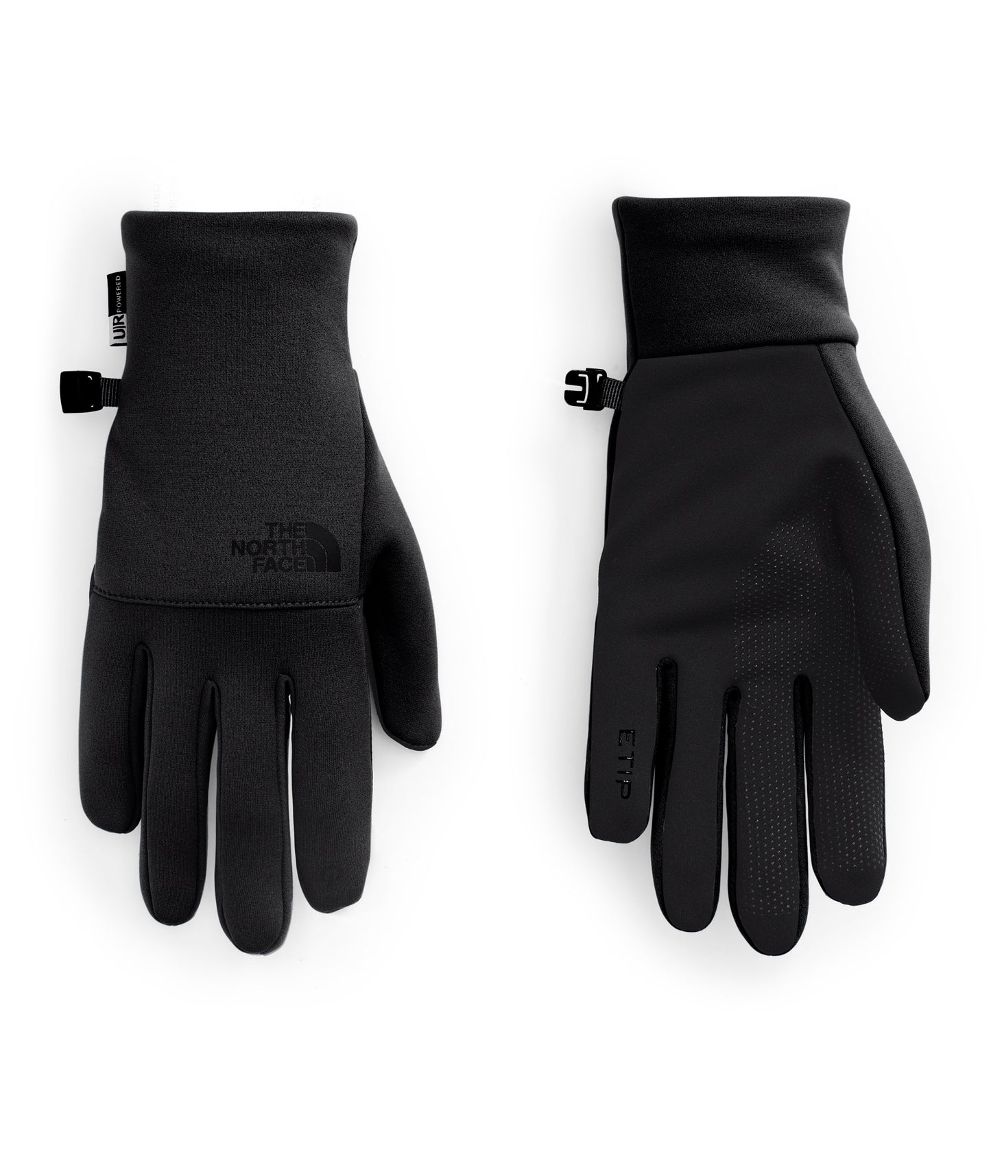 A pair of black gloves with adjustable wrist straps.