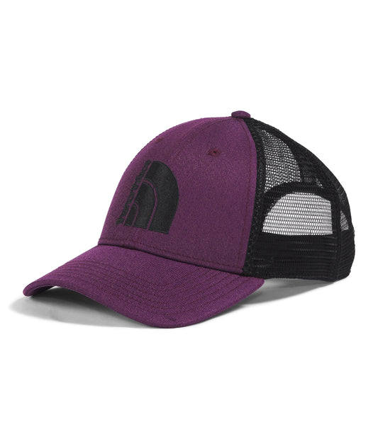 Purple cap with a black logo on the front and black mesh on the back.