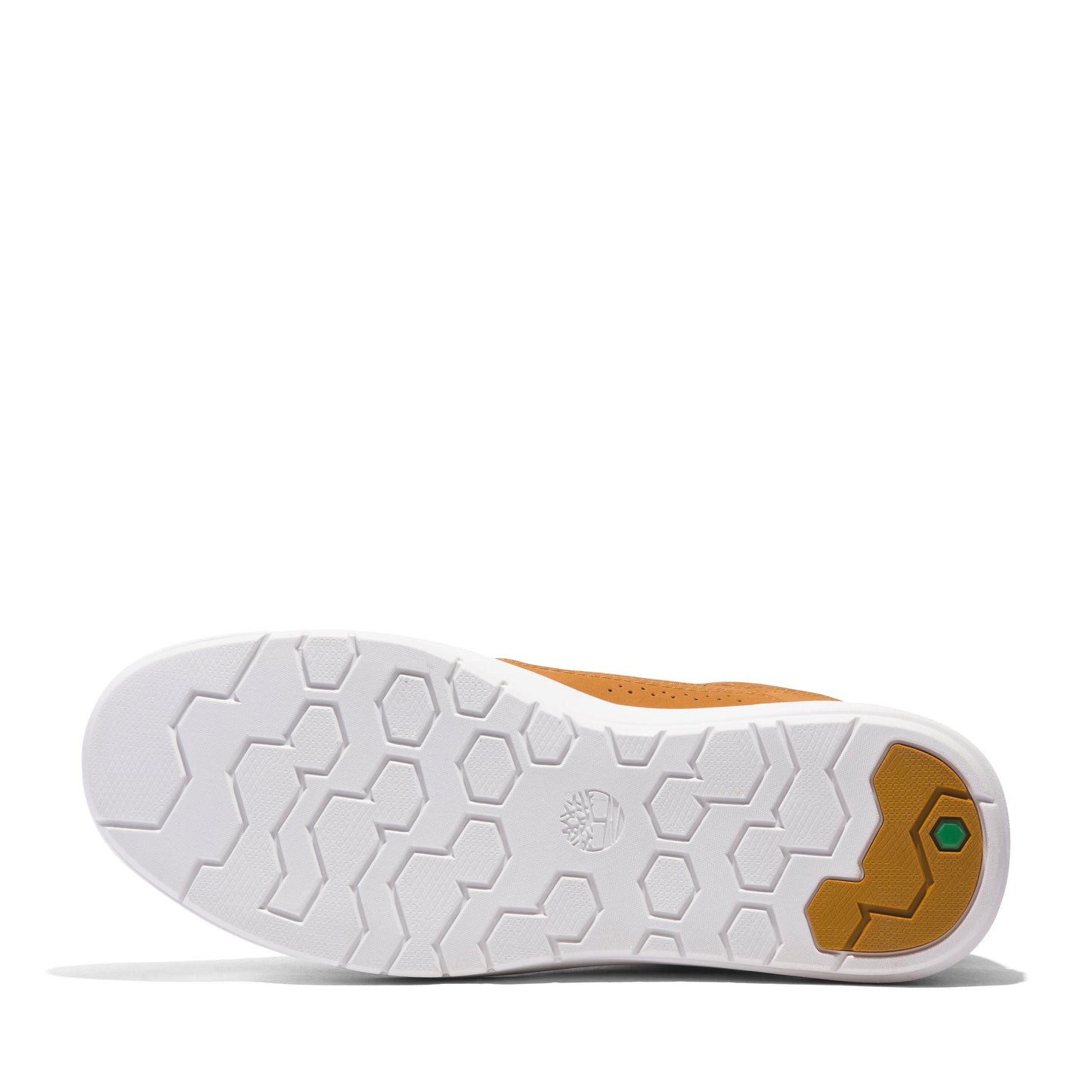 Tan shoe sole with white honeycomb pattern.