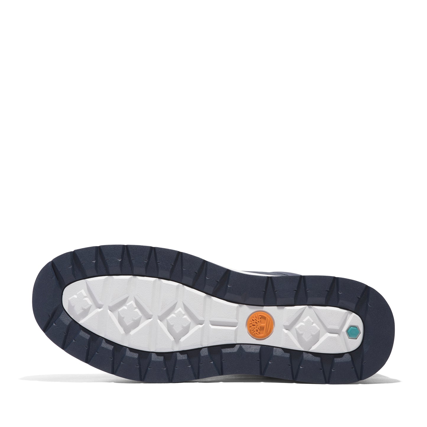 Shoe sole: navy blue and white with diamond-shaped treads.