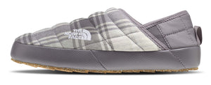 Grey plaid quilted clog with The North Face logo.