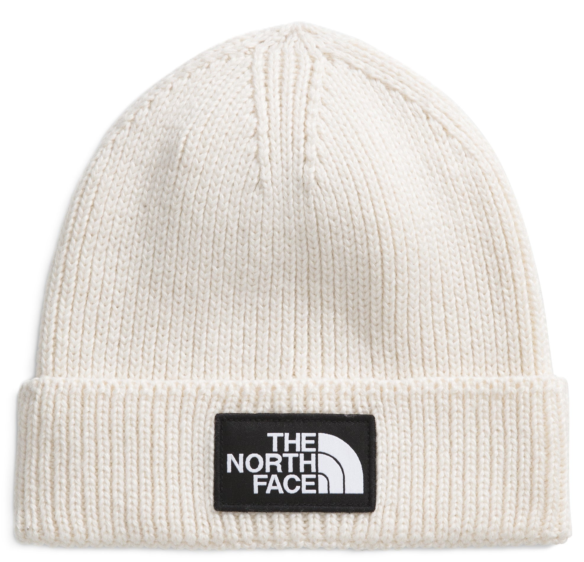 TNF Logo Box Cuffed Beanie Gravel Heather/White Dune | Quarks Shoes