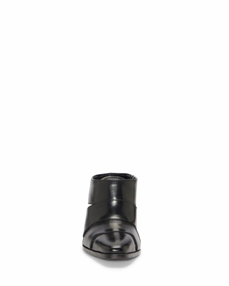 Black ankle boot with a square toe.