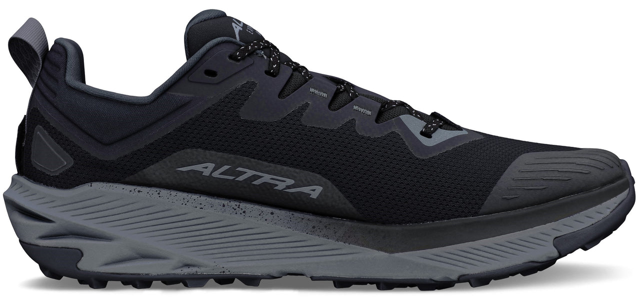 A black and gray running shoe with the word ALTRA on the side.