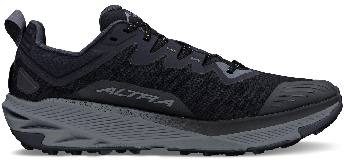 A black and gray running shoe with the word ALTRA on the side.