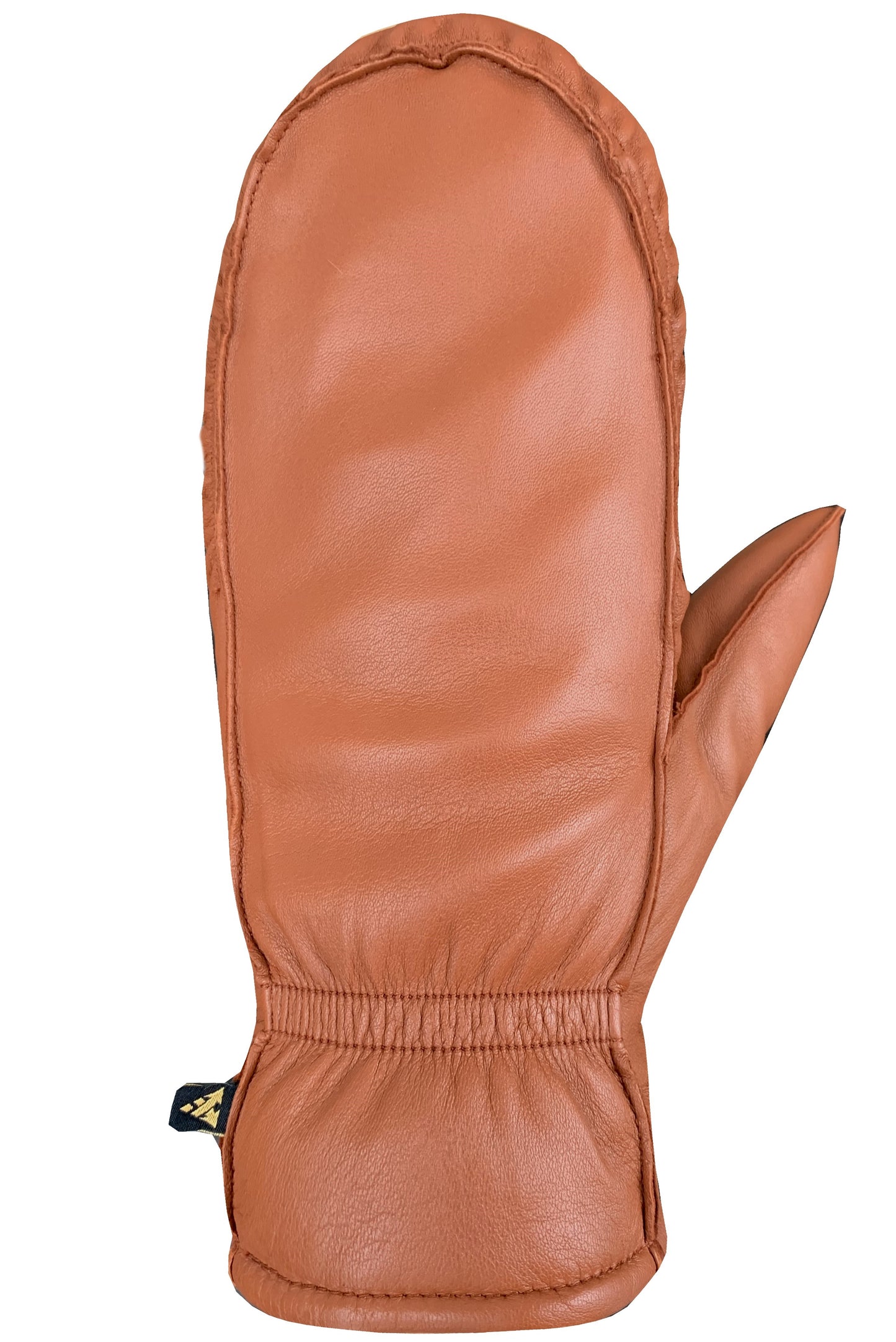 Leather mitten in tan with an index finger.