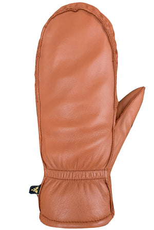 Leather mitten in tan with an index finger.