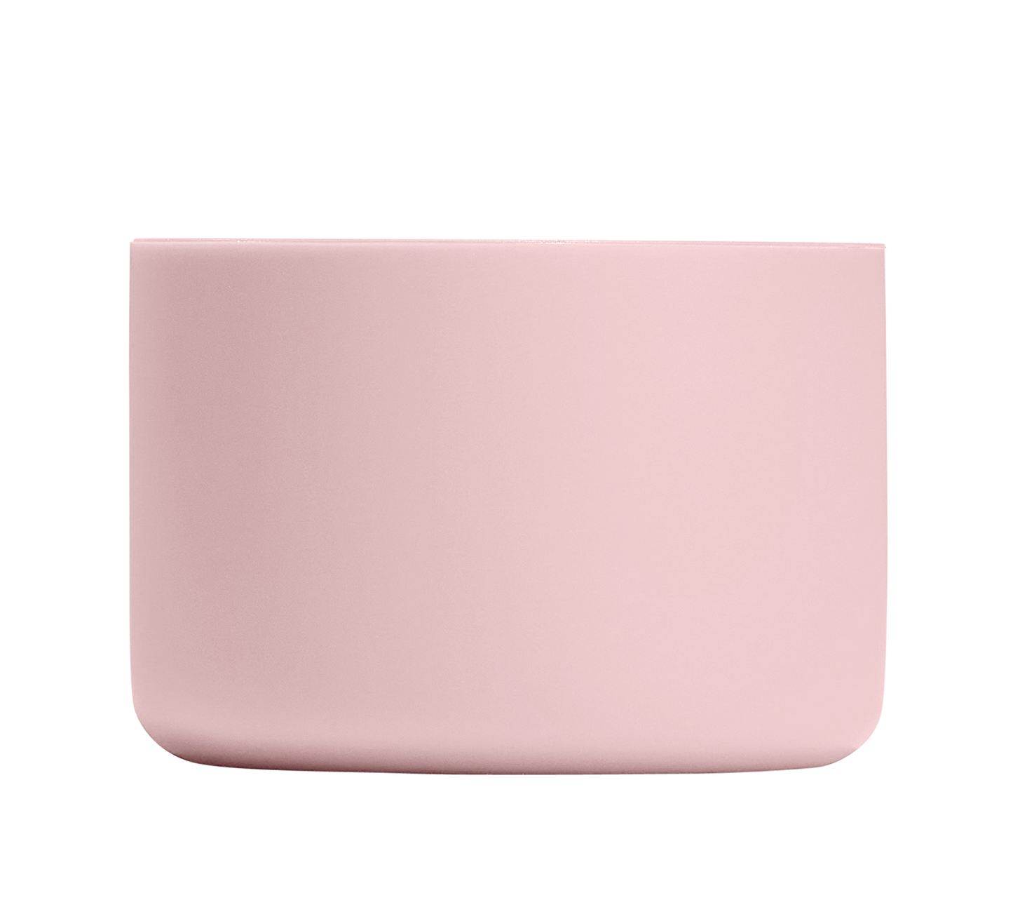 Rectangular blush-colored container.