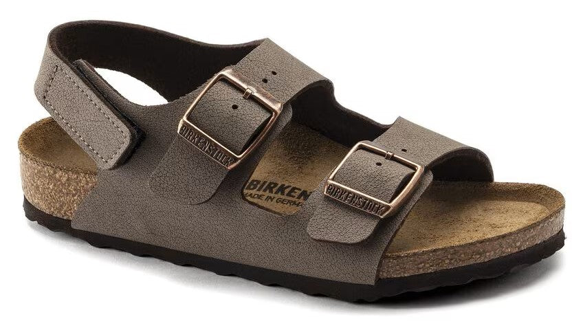 Taupe sandal with adjustable straps and buckle closures.