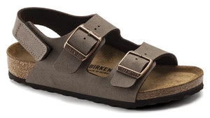 Taupe sandal with adjustable straps and buckle closures.