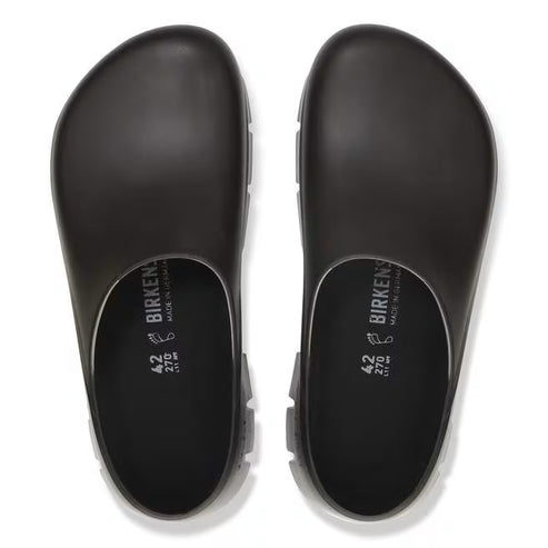 Pair of black clogs, size 42, 270 mm, BIRKENSTOCK MADE IN GERMANY visible on the insole.