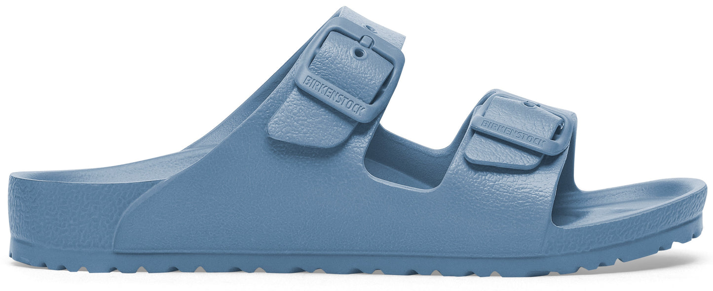 Blue two strap sandal with adjustable buckles.