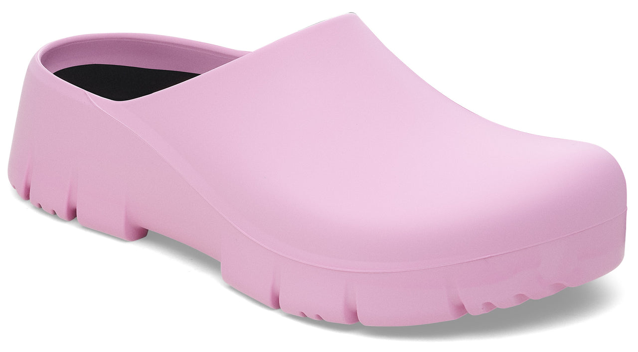 Light purple clog shoe with a chunky lug sole.