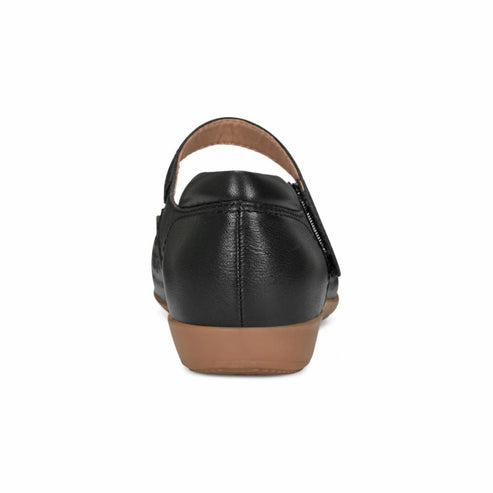 Black Mary Jane shoe, back view.