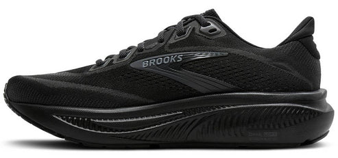 A black running shoe with 'BROOKS' on the side.
