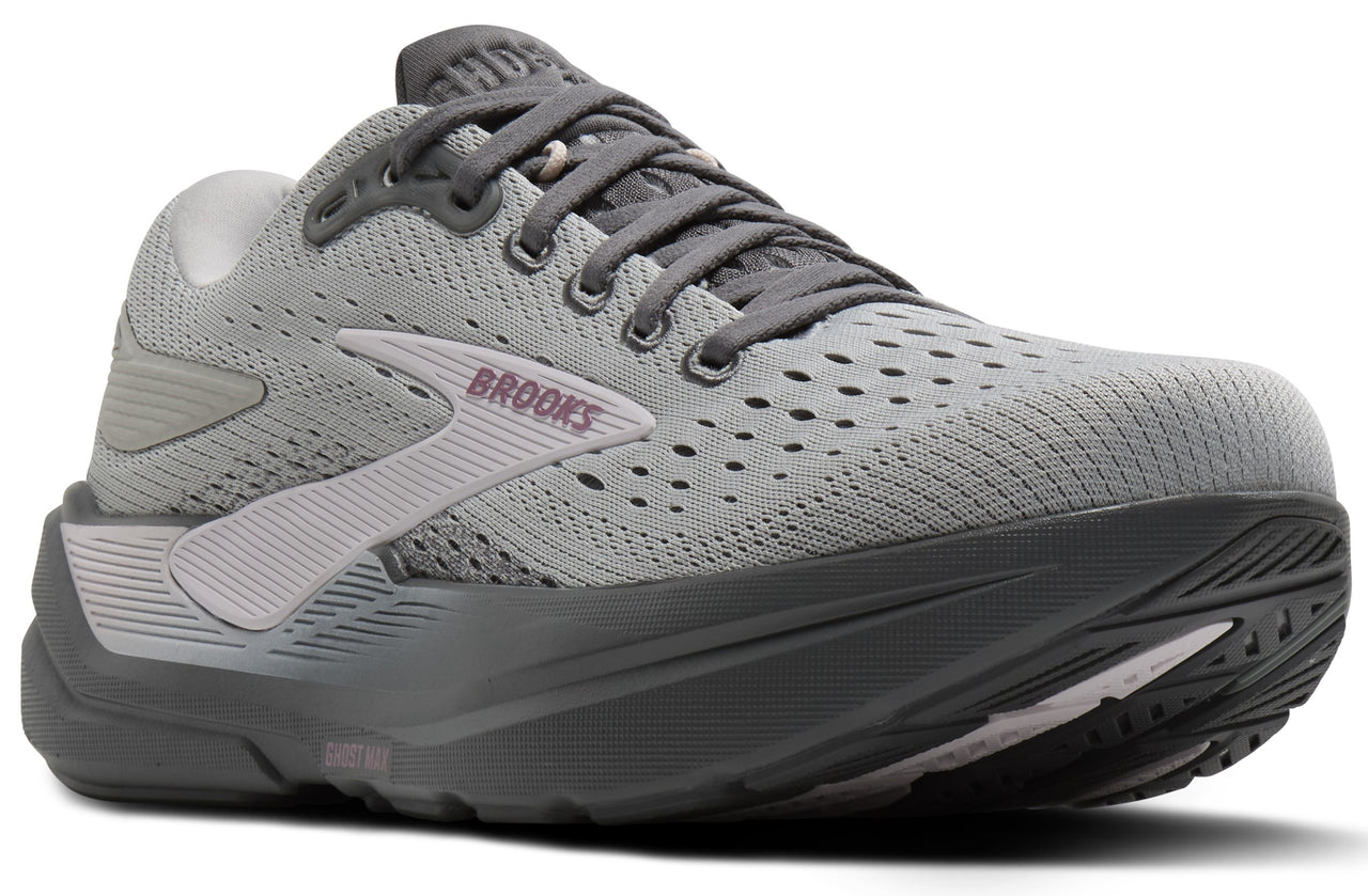 Gray running shoe with laces and BROOKS logo.
