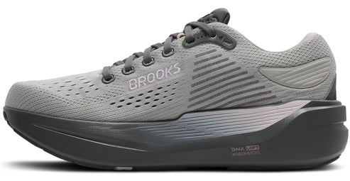 Gray running shoe with "BROOKS" in white along the side.