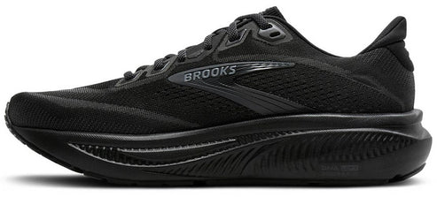 Black running shoe with a thick sole and BROOKS logo.