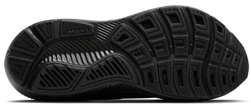 Black shoe sole with textured patterns and the word 'BROOKS'.