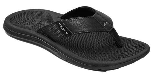 Black flip-flop with textured footbed.
