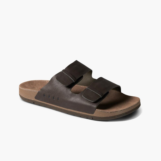 Brown sandal with two Velcro straps