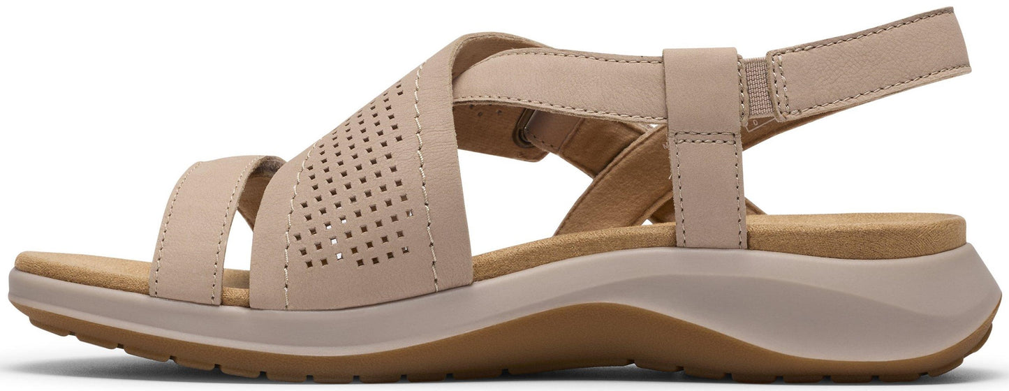 tan sandal with perforated design