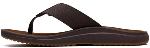 A brown flip-flop sandal.