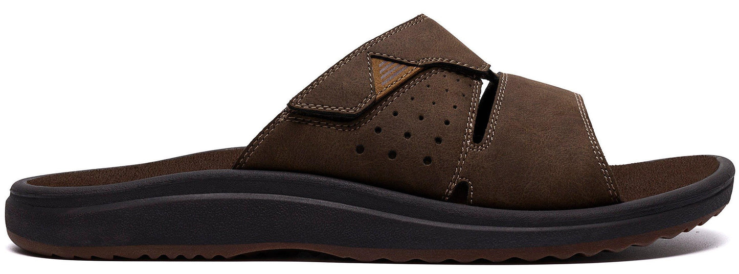 A brown sandal.