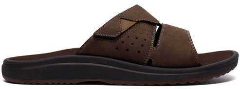 A brown sandal.