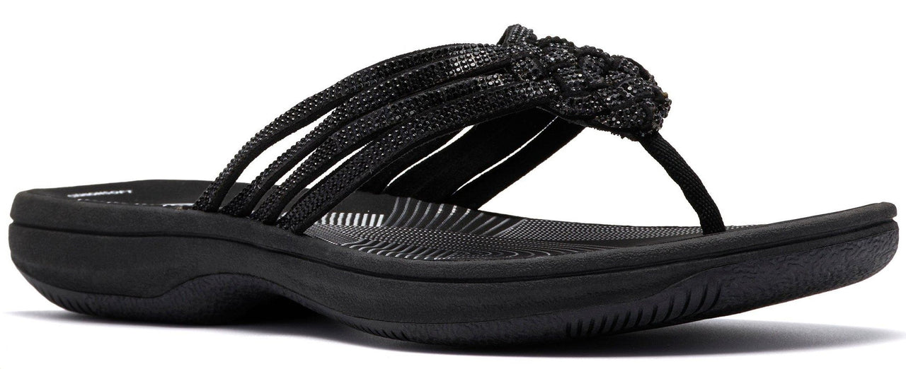 Black sandal-style shoe with multiple thin straps.