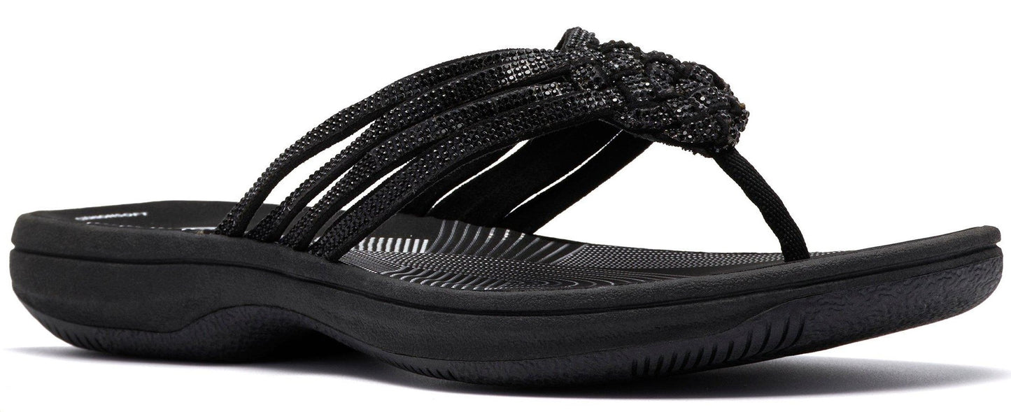 Black sandal-style shoe with multiple thin straps.
