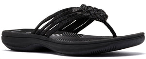 Black sandal-style shoe with multiple thin straps.