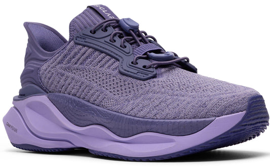 Lavender walking shoe with sculpted sole.