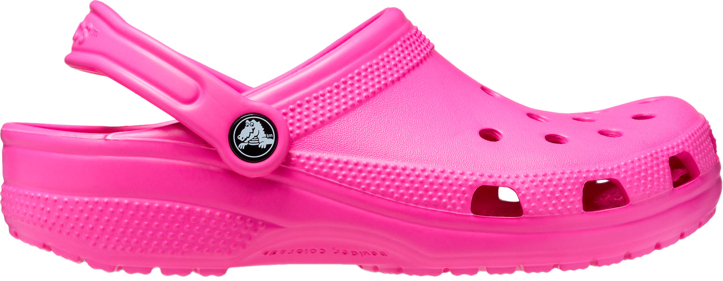A pink Croc shoe.