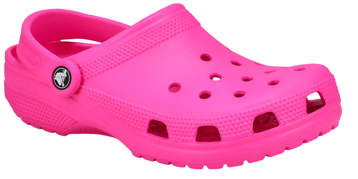 A pink clog-style shoe.