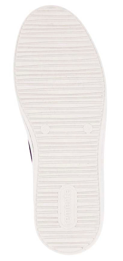 The sole of a white shoe with horizontal treads and the word "RAMIRE" embossed in the center.