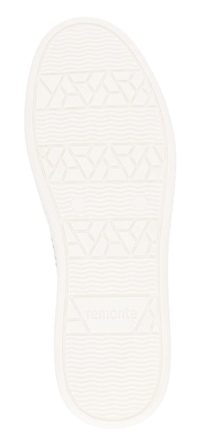A white shoe sole with horizontal lines and geometric patterns.