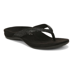 Black flip-flop sandal with textured upper strap and contoured footbed.