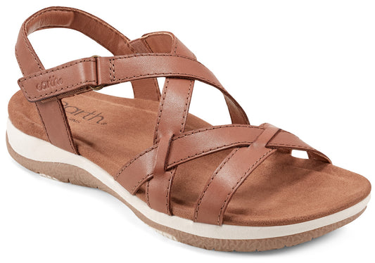 Brown leather sandal with adjustable strap.