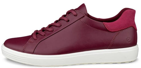 burgundy leather sneakers with matching laces and a white sole