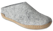 Wool Felt Clog Leather Sole Grey