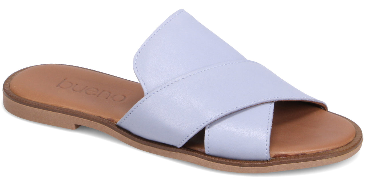 A light-purple sandal with two crossing straps.