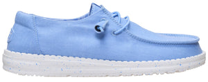 Light blue casual shoe with a white sole.