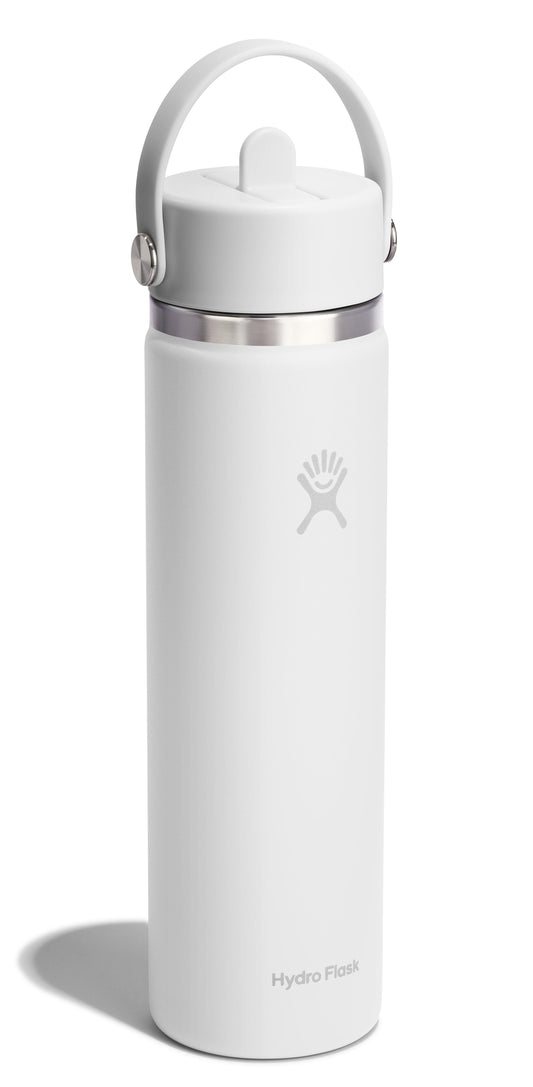 White water bottle with a handle on the lid.