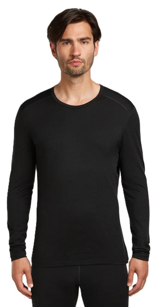 A man wearing a long-sleeved black shirt.